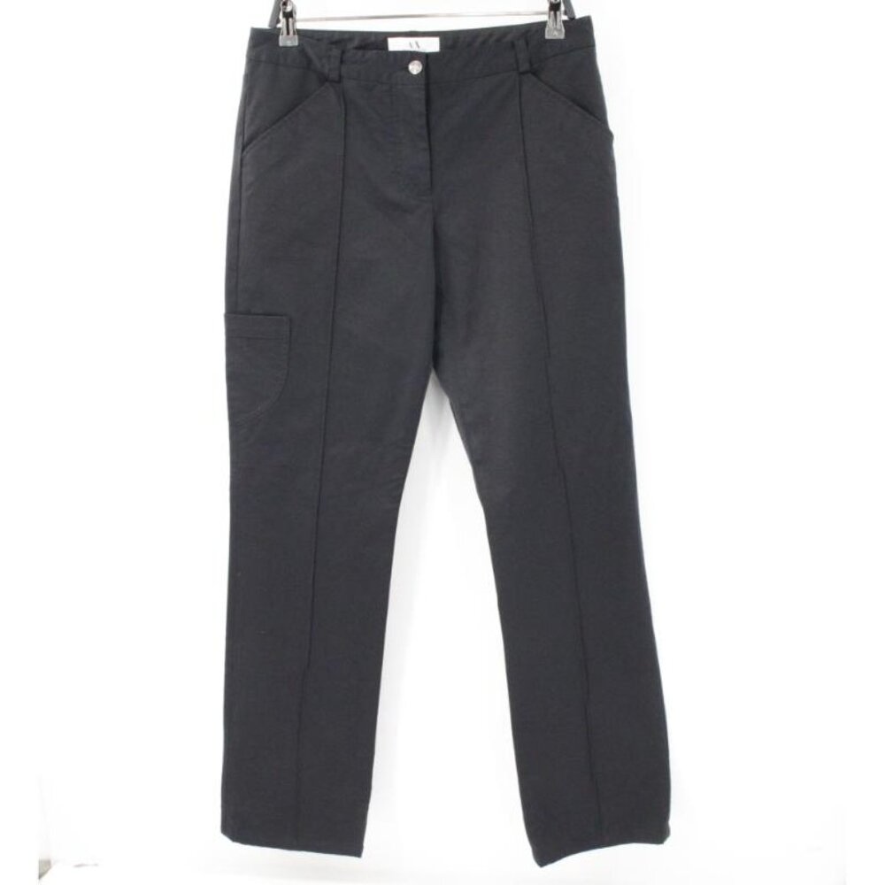 Y2K Armani Exchange Pants Women's 12 Straight Flat Front Nylon Blend Black cargo